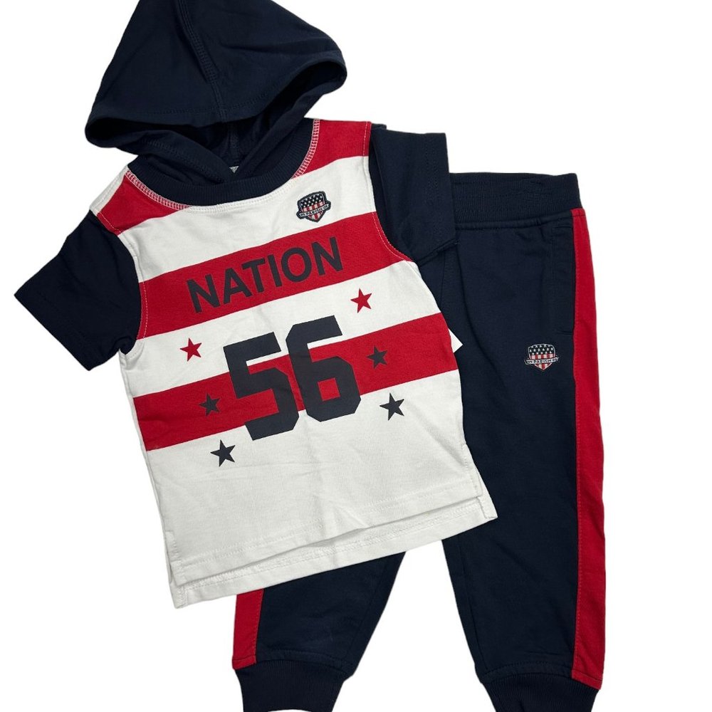 Parish Nation Striped Hooded Tee & Jogger Set (2T)